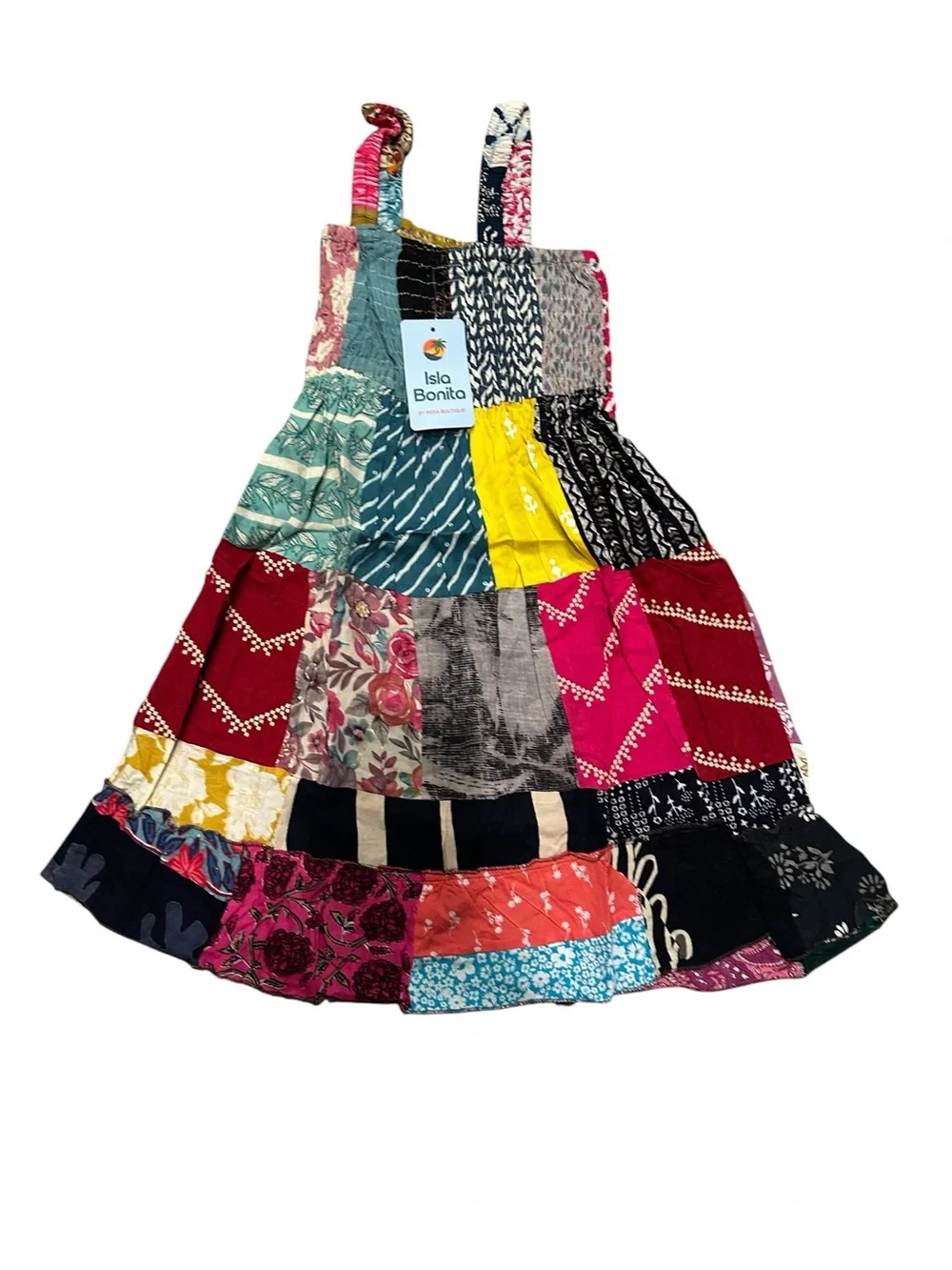 Large Girls' Multicolor Patchwork Sundress. LG/GR/GR.   13318